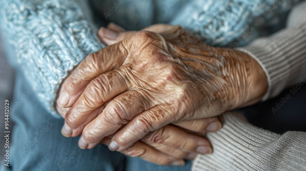 Fototapeta premium The wrinkled elderly hands.