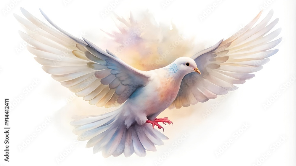 Obraz premium A Dreamy Dove in Watercolor Hues generative AI