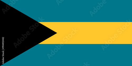 The official national flag of the Bahamas. Flag of the Commonwealth of The Bahamas. Correct proportions and colors. Vector illustration