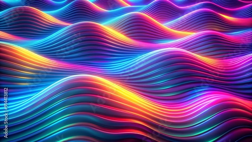 Abstract Wavy Background with Neon Stripes: Psychedelic Dreamscape AI generated