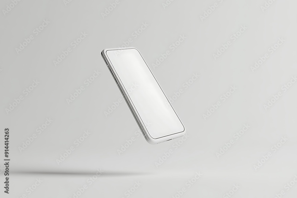 Smartphone Mockup with Blank Screen on White Background Smartphone Mockup with Blank Screen on White Background
