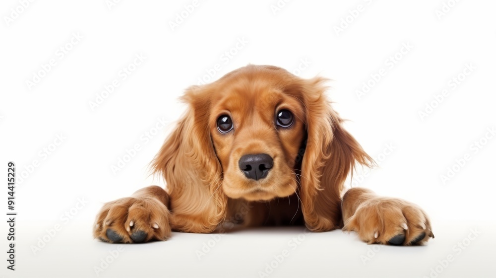 photograph of Cocker Spaniel dog in cute playful pose isolated on white background. photograph of Cocker Spaniel dog in cute playful pose isolated on white background.