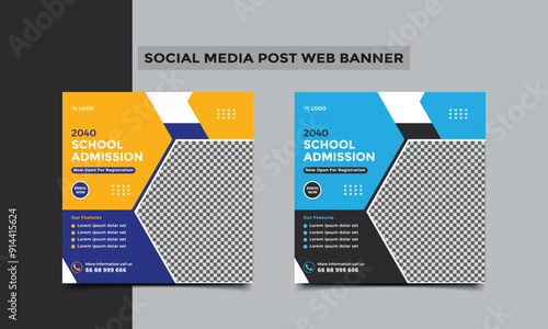 School admission social media post square banner design.