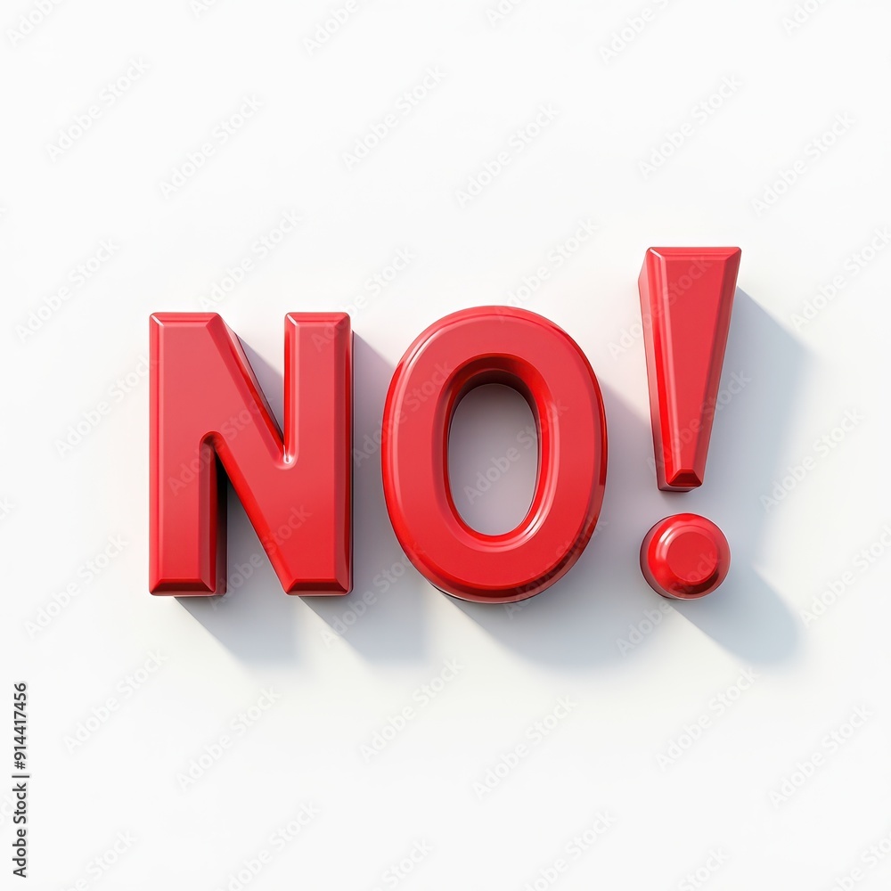 Bold red 'NO!' text on a clean white background Bold red 'NO!' text on a clean white background