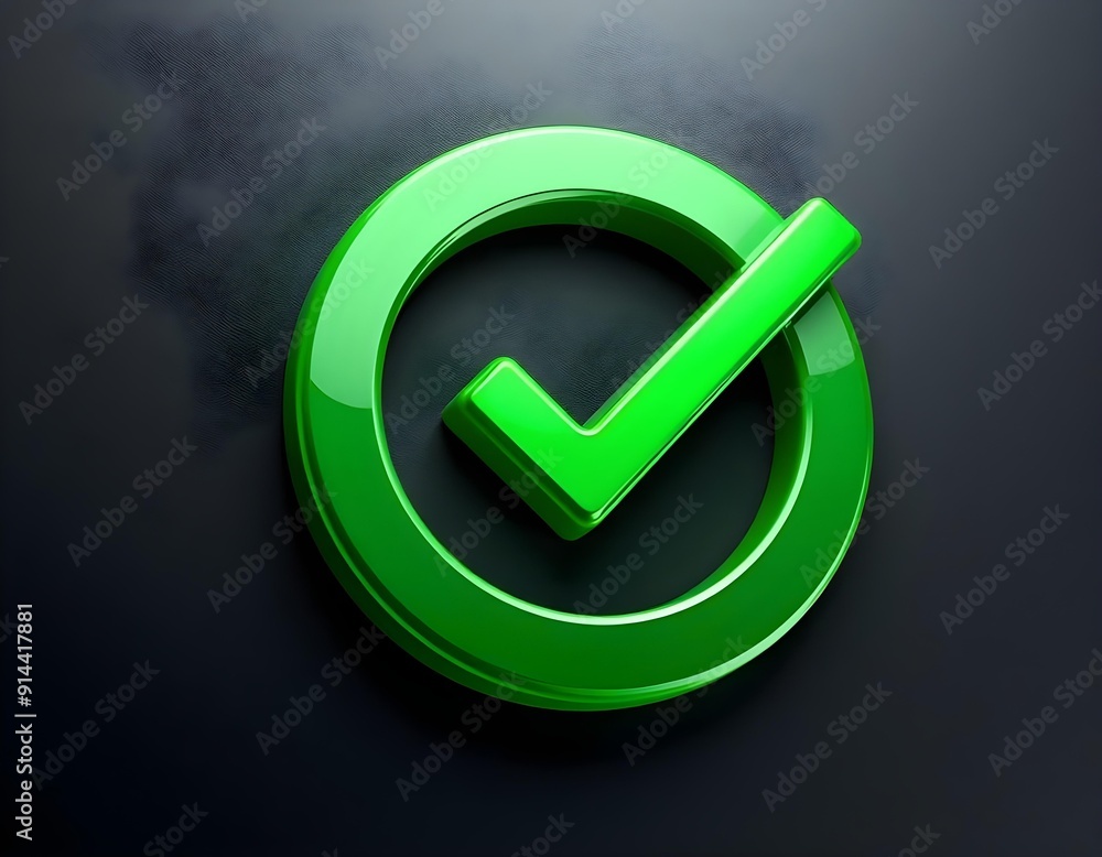 A dynamic green check mark appearing 3D with depth and shine effects create with ai A dynamic green check mark appearing 3D with depth and shine effects create with ai