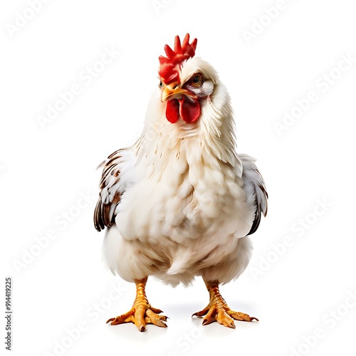 portrait of hen on white background