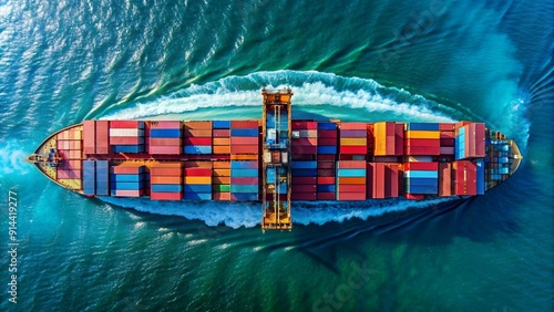 A Symphony of Steel: A Cargo Vessel Navigates the Azure Ocean generative AI