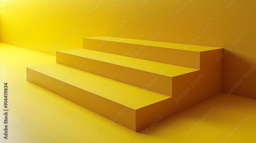 Minimalist yellow staircase - generative ai Minimalist yellow staircase - generative ai