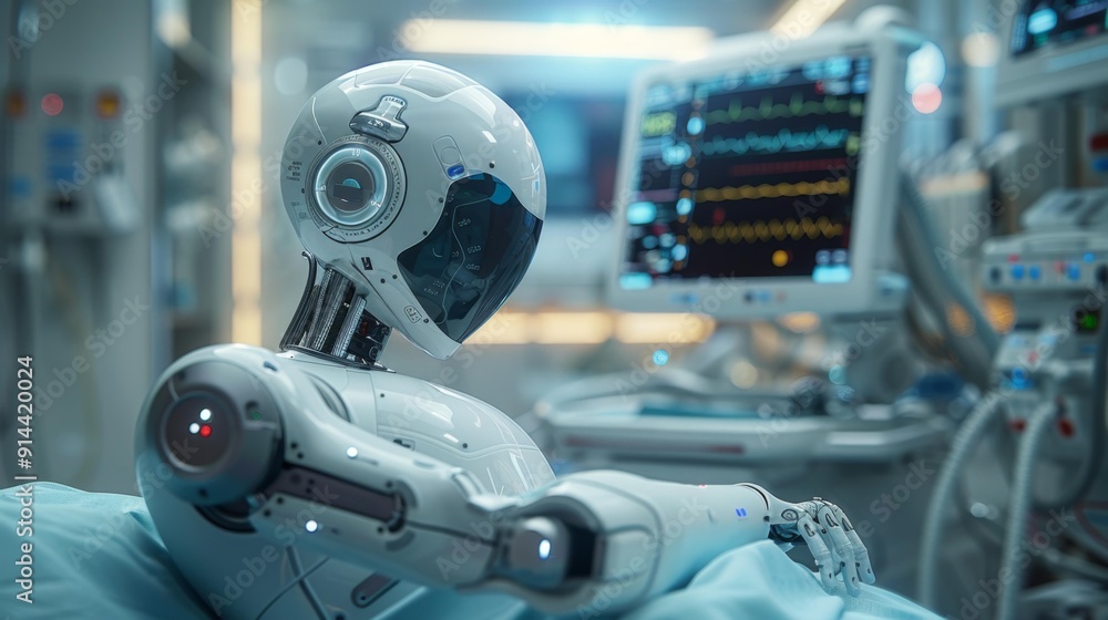 Advanced medical robot in a futuristic hospital - generative ai Advanced medical robot in a futuristic hospital - generative ai