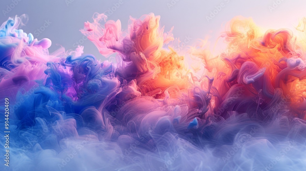 Colorful abstract smoke swirls - generative ai Colorful abstract smoke swirls - generative ai