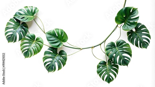 Liana and Monstera Leaves: A Tropical Tapestry  Generative AI photo