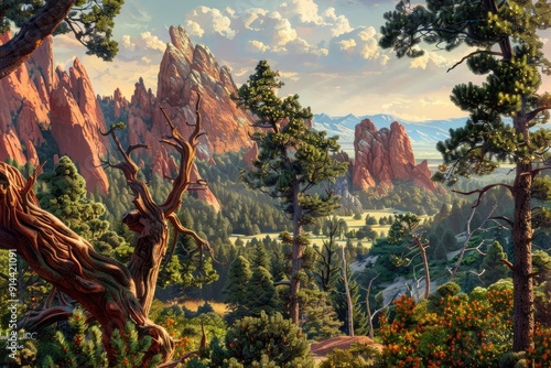 A Scenic View of Garden of the Gods in Colorado photo