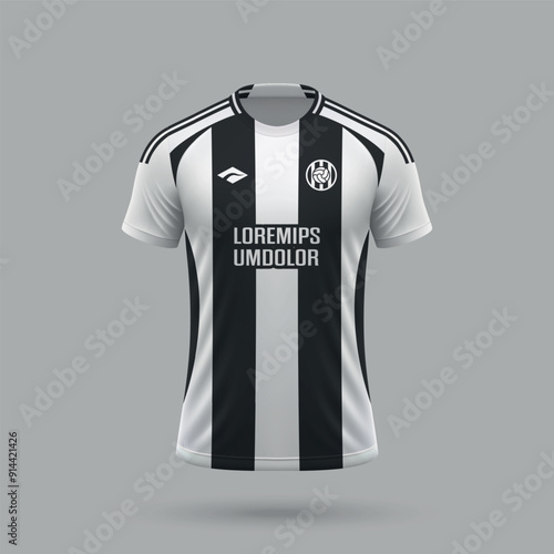3d realistic soccer jersey in style, football shirt template 2024