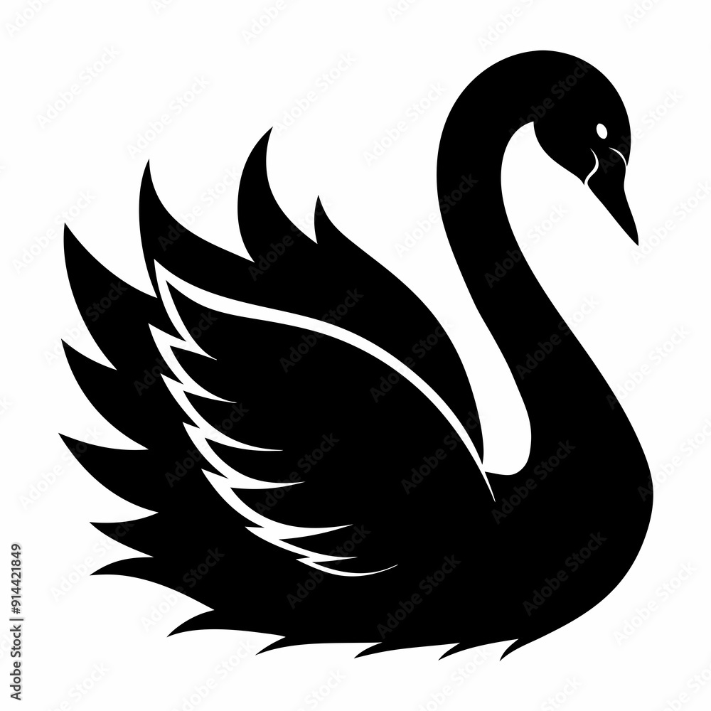 Fototapeta premium Swan Black silhouette
