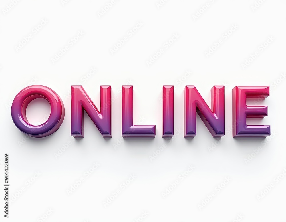 Glossy 3D text reading 'ONLINE' with vibrant gradient colors on a white background. Glossy 3D text reading 'ONLINE' with vibrant gradient colors on a white background.