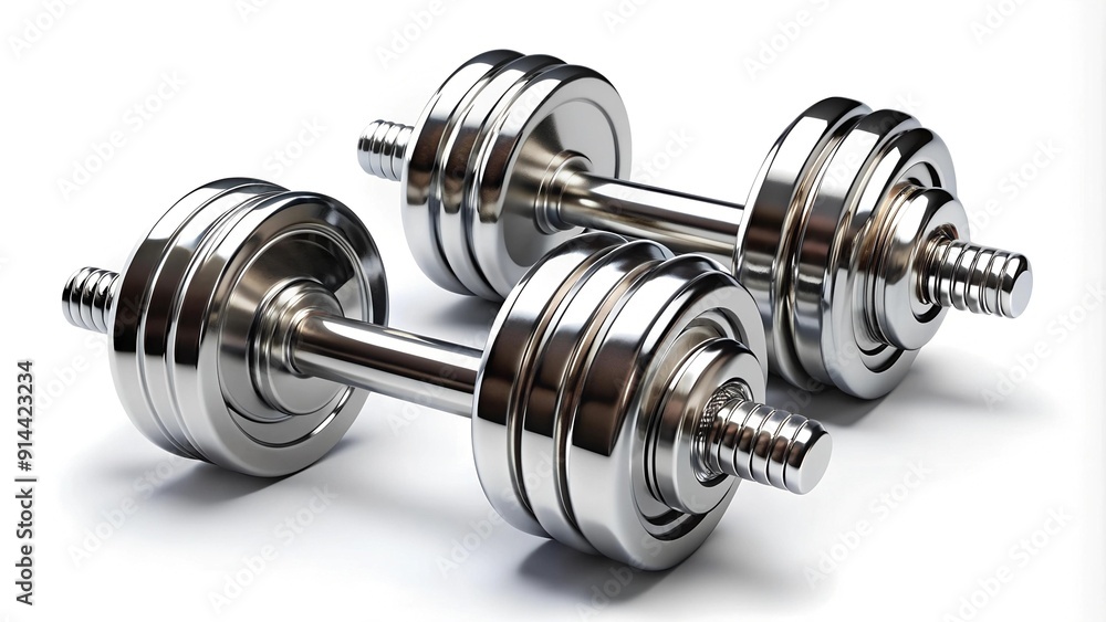 Fototapeta premium Classic Chrome Dumbbells with a Retro Twist generative AI