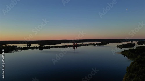The beautiful wooden Kizhi church complex is located on an island in Lake Onega