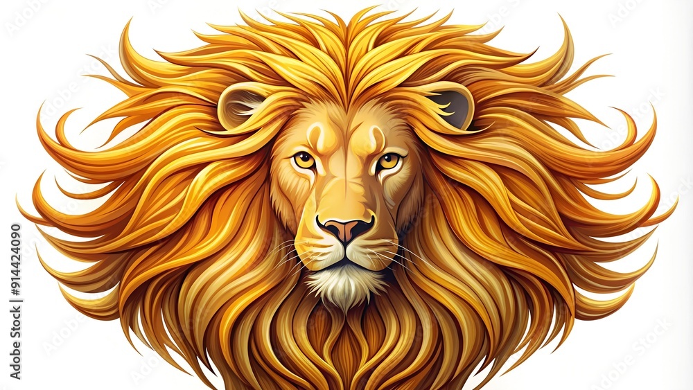 Naklejka premium Majestic Lion Head with Golden Mane AI generated
