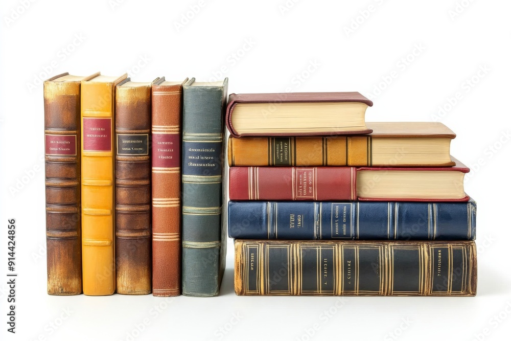 Naklejka premium Books Collection on Isolated white background created with generative ai