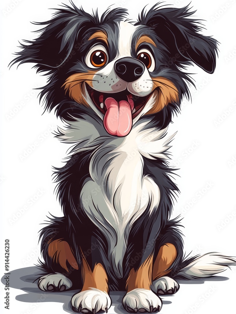 Cartoon Illustration of a Happy Dog Cartoon Illustration of a Happy Dog