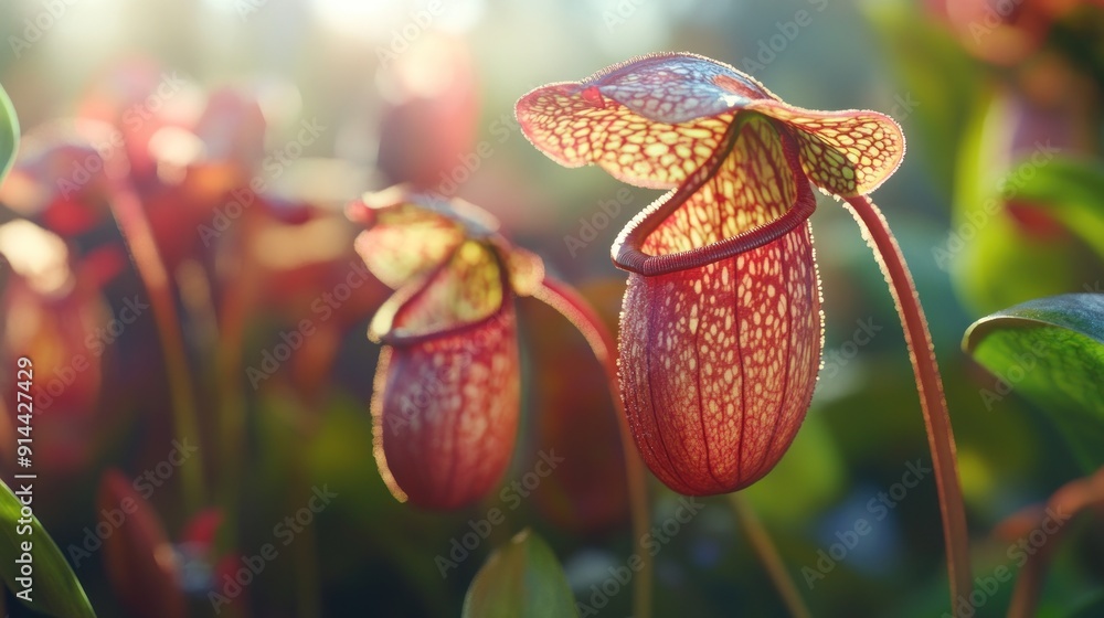 Vibrant Pitcher Plant in Sunlight Vibrant Pitcher Plant in Sunlight