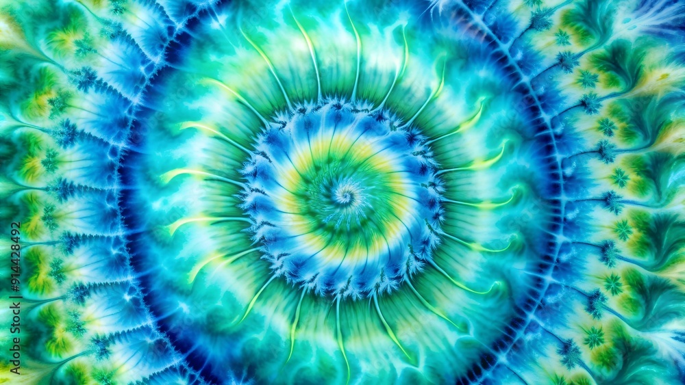 Abstract Tie-Dye Swirls in a Symphony of Blues and Greens Generative AI Abstract Tie-Dye Swirls in a Symphony of Blues and Greens Generative AI