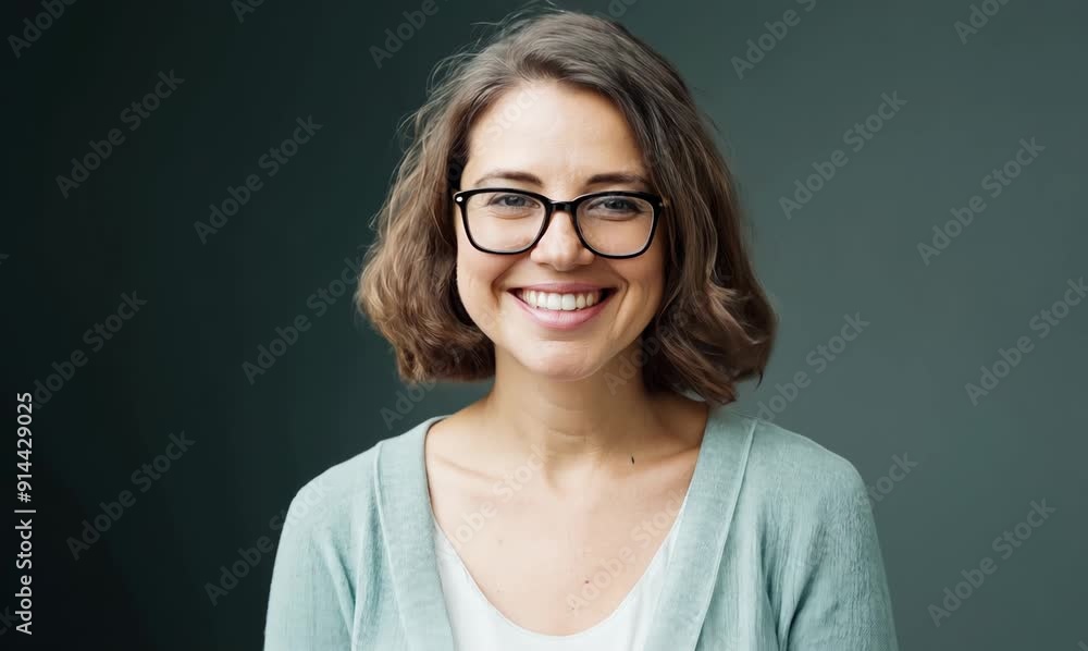 Portrait of a happy young woman with eyeglasses over grey background Portrait of a happy young woman with eyeglasses over grey background