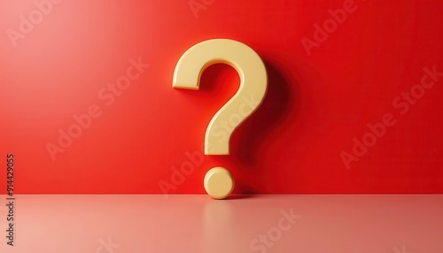 Large yellow question mark against a red gradient background.