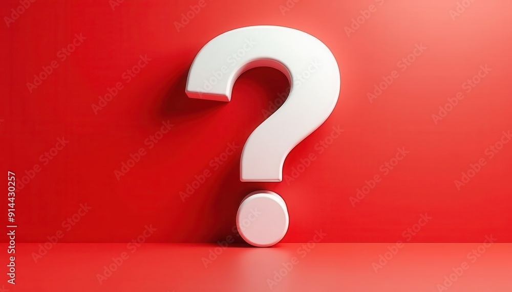Large white question mark against a vibrant red background. Large white question mark against a vibrant red background.