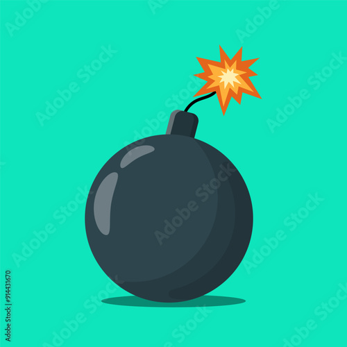 Bomb flat vector illustration isolated on white background
