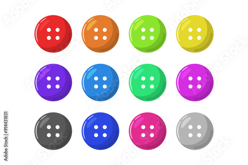 Cloth buttons. Plastic buttons flat vector illustration isolated on a background photo