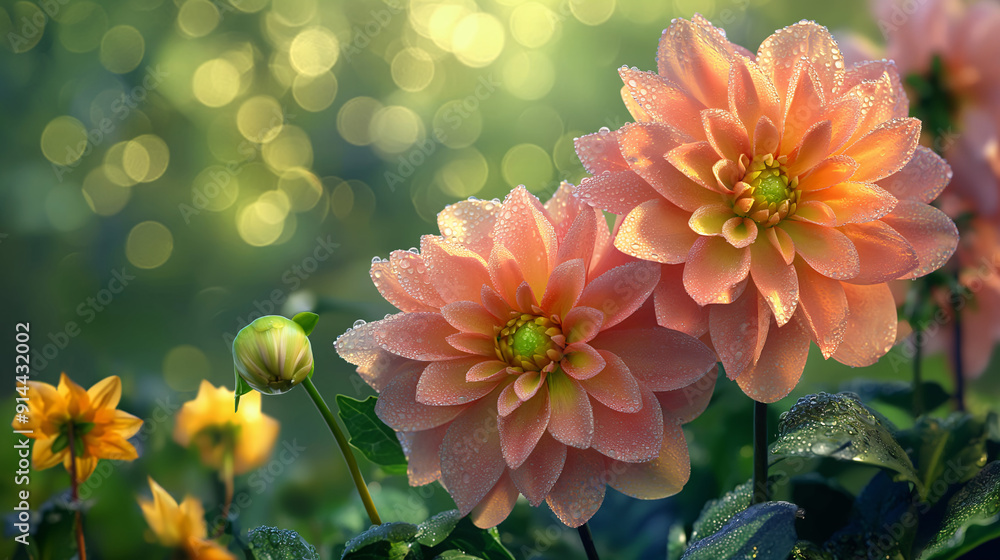 Morning Dew on Beautiful Flowers, Serene and Refreshing Wallpaper Morning Dew on Beautiful Flowers, Serene and Refreshing Wallpaper