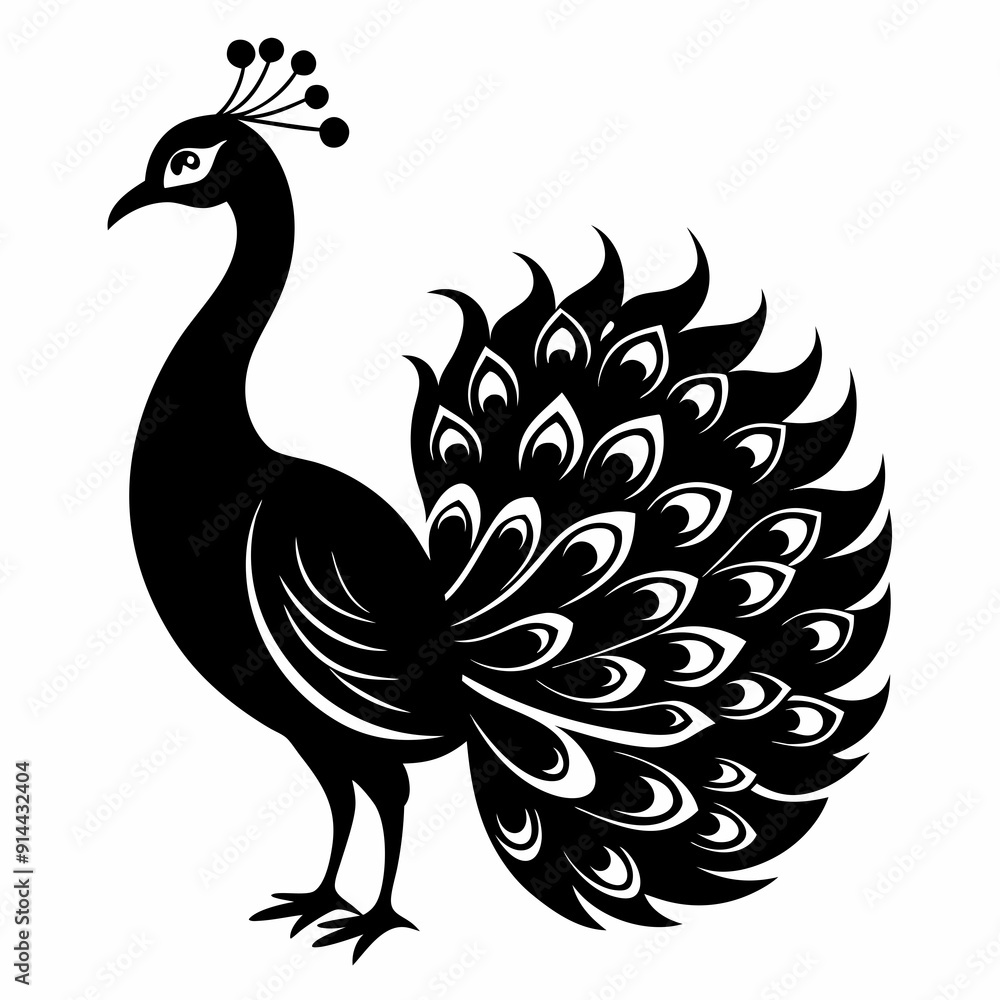 Fototapeta premium Peacock Black silhouette