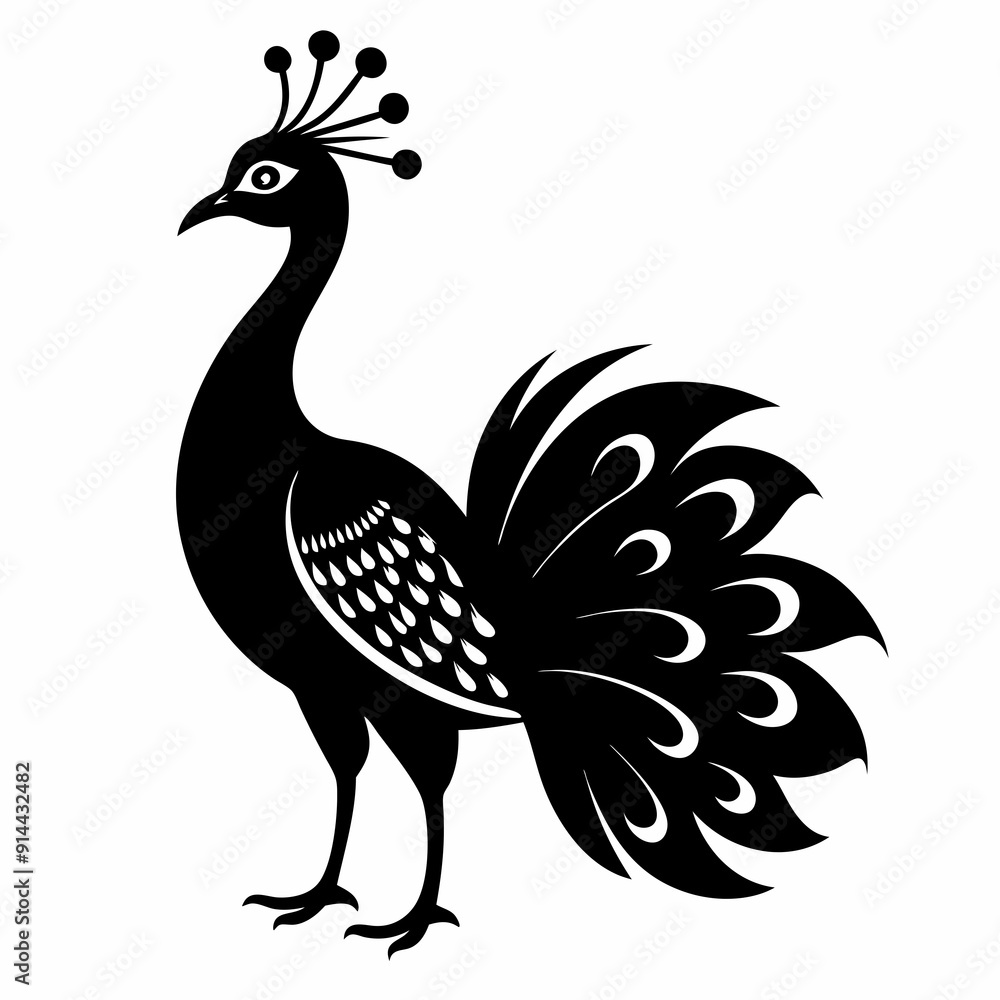 Fototapeta premium Peacock Black silhouette