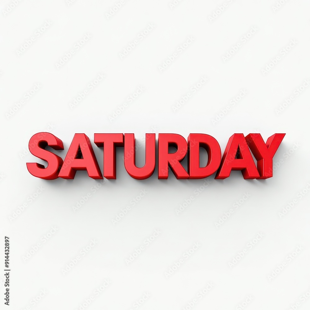 Bold red 'Saturday' text on a plain white background. Bold red 'Saturday' text on a plain white background.
