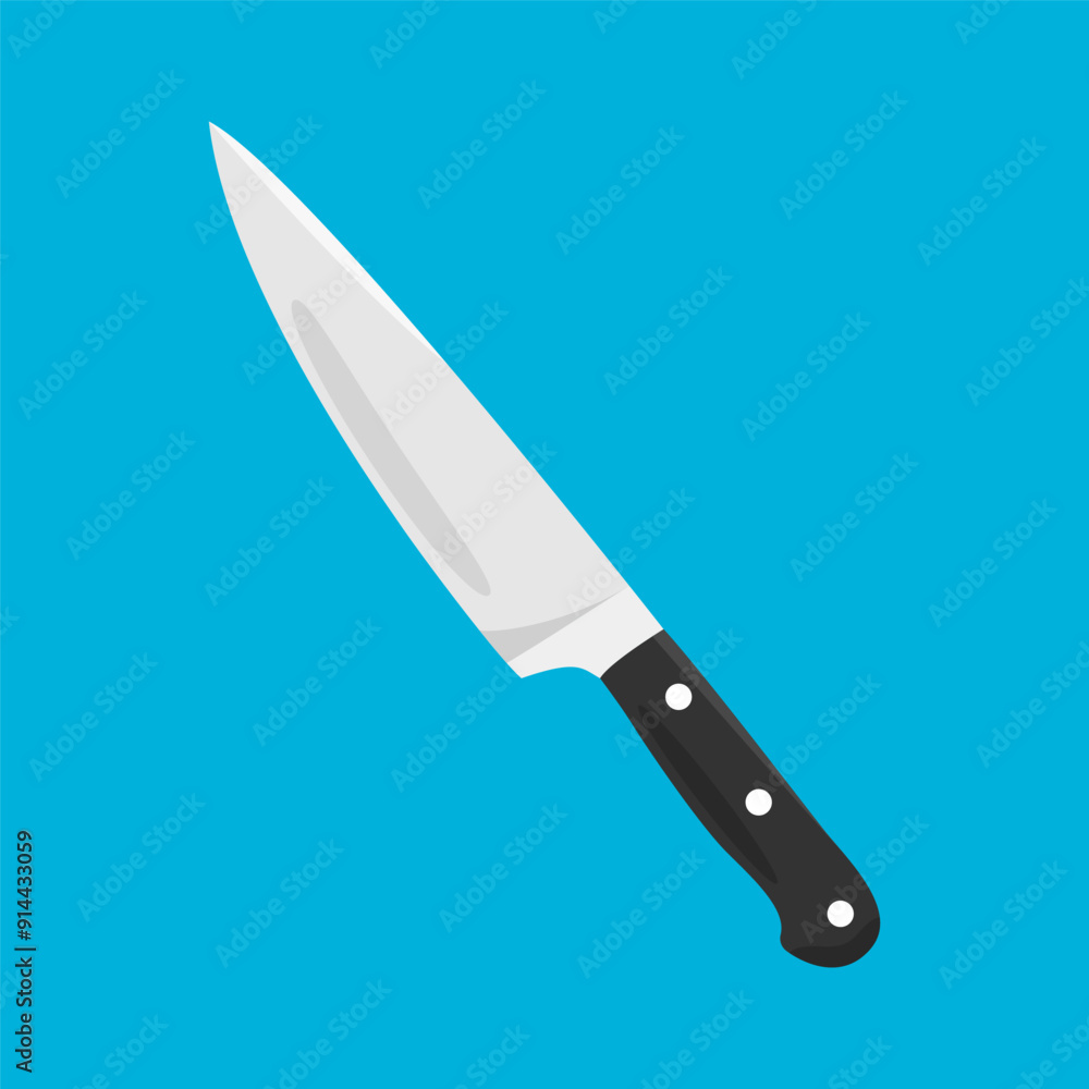 Knife flat vector illustration isolated on blue background Knife flat vector illustration isolated on blue background