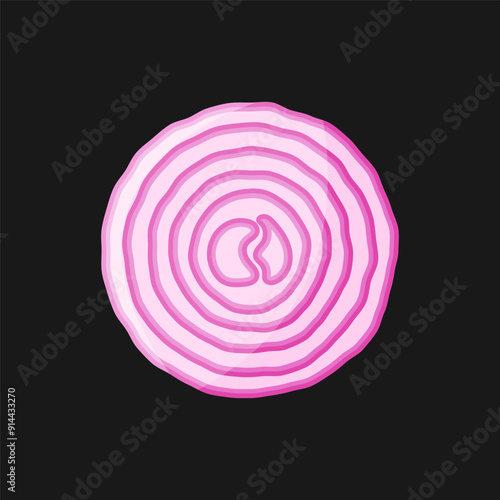 Onion slice flat vector illustration isolated on a black background