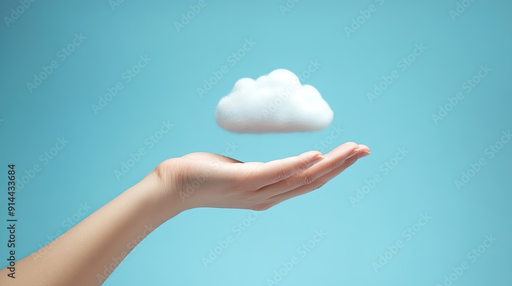 A hand gently holding a cloud icon, symbolizing cloud computing, with plenty of room for copy. A hand gently holding a cloud icon, symbolizing cloud computing, with plenty of room for copy.