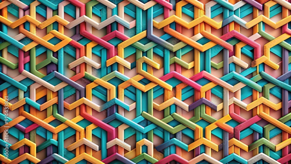 Fototapeta premium Background design featuring interlocking geometric shapes, abstract, pattern, texture, backdrop, symmetry, shapes