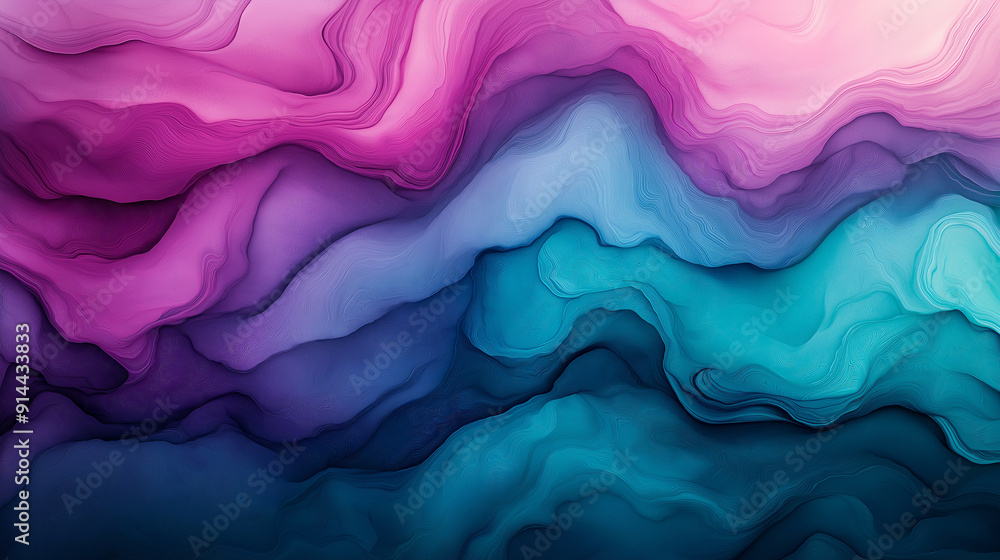 A colorful painting with blue and purple waves A colorful painting with blue and purple waves