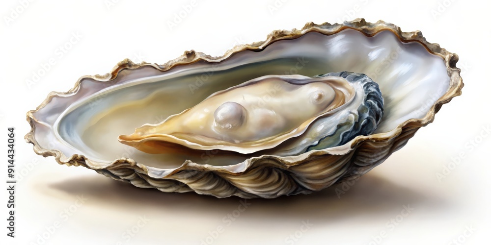 Oyster painted in a realistic style , seafood, shell, ocean, marine life, artist, painting, artwork, canvas Oyster painted in a realistic style , seafood, shell, ocean, marine life, artist, painting, artwork, canvas