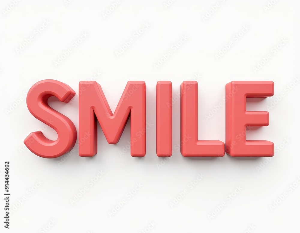 3D red text 'SMILE' on a white background. 3D red text 'SMILE' on a white background.
