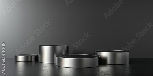 empty titanium podium for product display, titanium background 