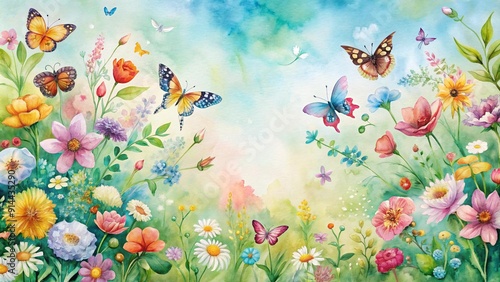 Whimsical Watercolor Wonderland: A Blooming Backdrop for Your Notes  Generative AI