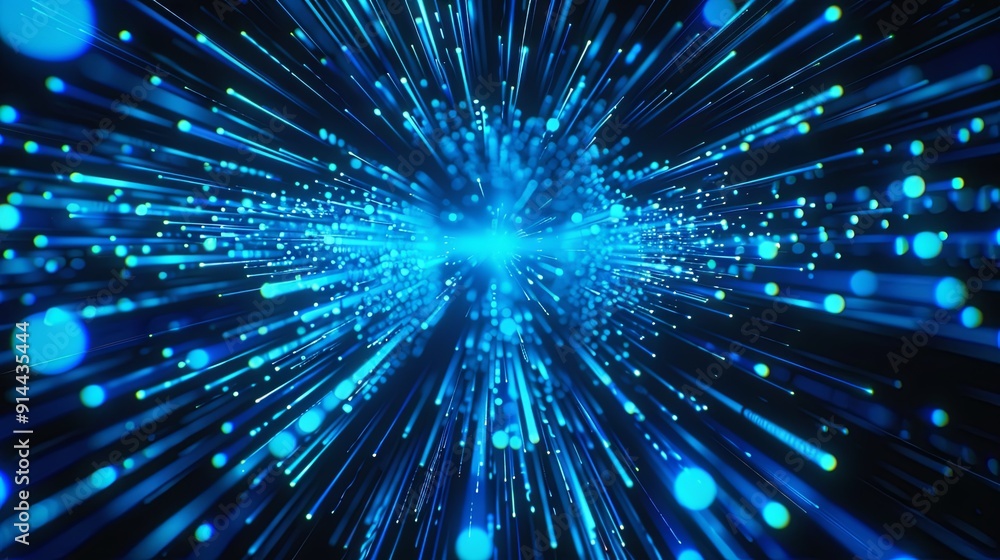 Fototapeta premium Animation of several blue shiny light lines