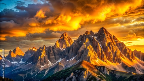 Golden Hues Over Rugged Peaks Generative AI