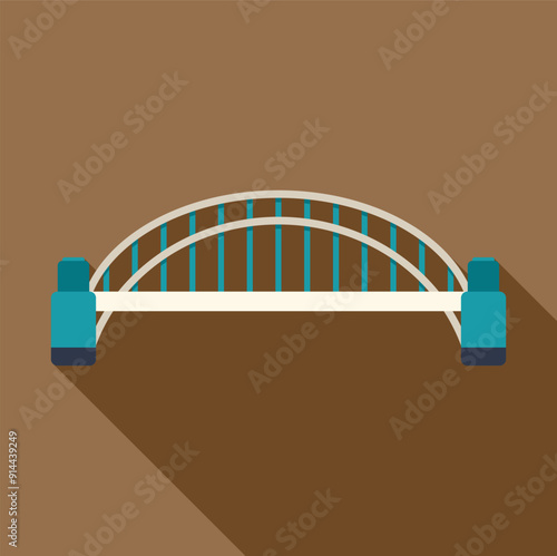 Arched bridge spanning a waterway casting a long shadow over the landscape