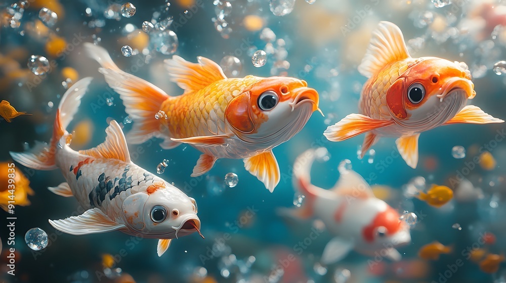 Fototapeta premium Joyful Children Day celebration with animated characters flying carp streamers and enjoying traditional sweets