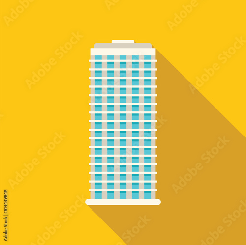 Illustration featuring a modern office building, highlighting its architectural design and urban presence