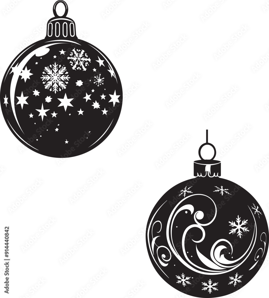 Fototapeta premium Set of Christmas Balls Silhouette Vector
